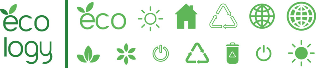 Ecology icons set. Nature icon. Green ecology icons set. Vector