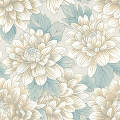 dahlia flower floral pattern wallpaper, seamless 