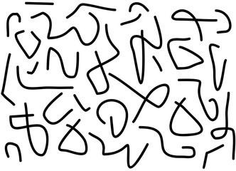 Trendy vector background with short curved thin black lines on a white background. Vector background in modern style