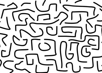 Trendy vector background with short curved black lines on a white background. Vector background in modern style