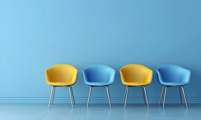 Yellow chair standing out from the crowd. Business concept. 3D rendering