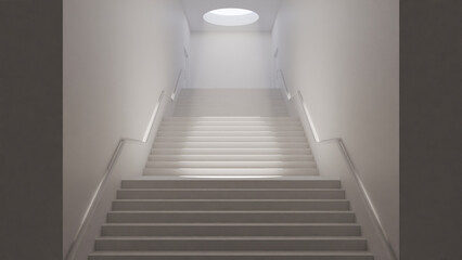 Industrial stairs corridor building structure with sunlight scene premium photo 3d render