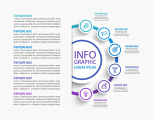 Circle business infographic design template with 6 options, steps or processes. Vector illustration	