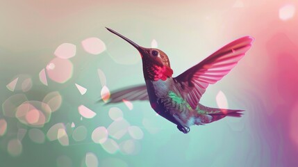 Obraz premium Vibrant Hummingbird Artwork Created by Generative AI - Spirit Animal Concept