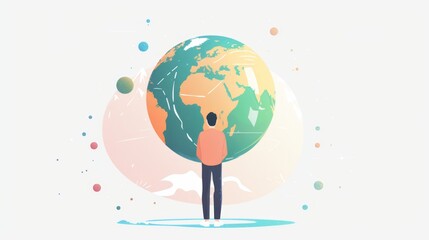 An illustration in 2D flat style of a global