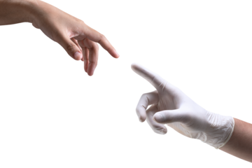 Human hands png mockup reaching for each other
