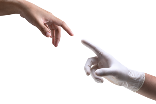 Human hands png mockup reaching for each other