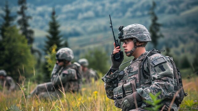 Soldier on Deployment: While on deployment, a soldier communicates with fellow soldiers, coordinating their actions and sharing critical information to complete the mission successfully 