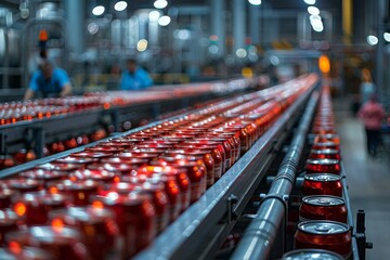 Obraz premium canned beverage production line