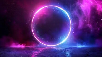 Obraz premium Neon concept background designed with a circle