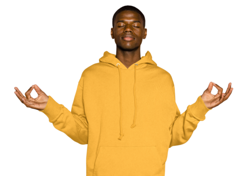 Man meditating png sticker, transparent background