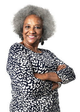 Confident senior woman png sticker, transparent background