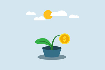 plant money gold coins finance illustration flat design
