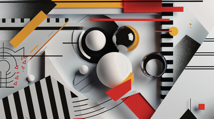 Obraz premium 3D Bauhaus-inspired background for a print advertisement, featuring clean lines