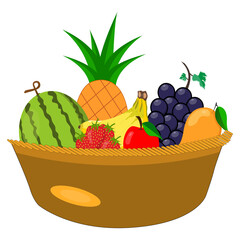 Fruit basket isolated on transparent background.