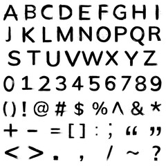 Alphabet, numbers, symbols png alphabet hand drawn brush stroke set