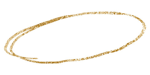 Png doodle oval sticker in glitter gold