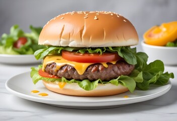 Photo of delicious hamburger isolated on white background