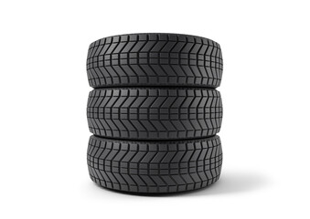 Three black tires stacked on top of each other