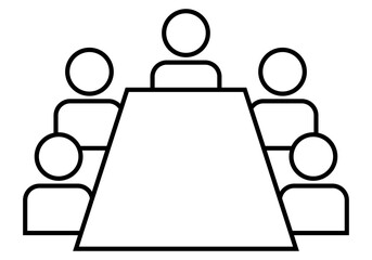 Icono negro de trabajadores y empresarios reunidos en una mesa