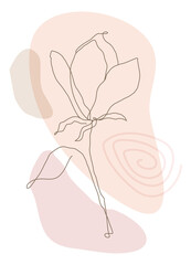 Png flower tattoo monoline art in feminine style