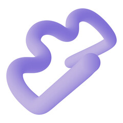 3D purple squiggle png sticker collage element, transparent background