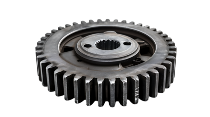 Metal gear isolated on transparent background