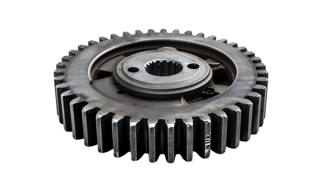 Metal gear isolated on transparent background