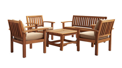 Fototapeta premium Outdoor Teak garden set isolated on transparent background