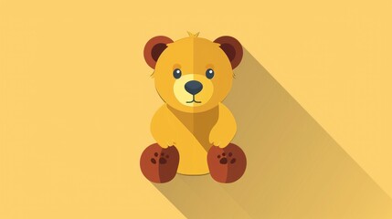 Fototapeta premium Teddy Bear Icon featuring a Flat Design with a Long Shadow a charming and adorable touch