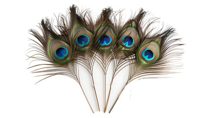 Obraz premium Peacock feathers on white background