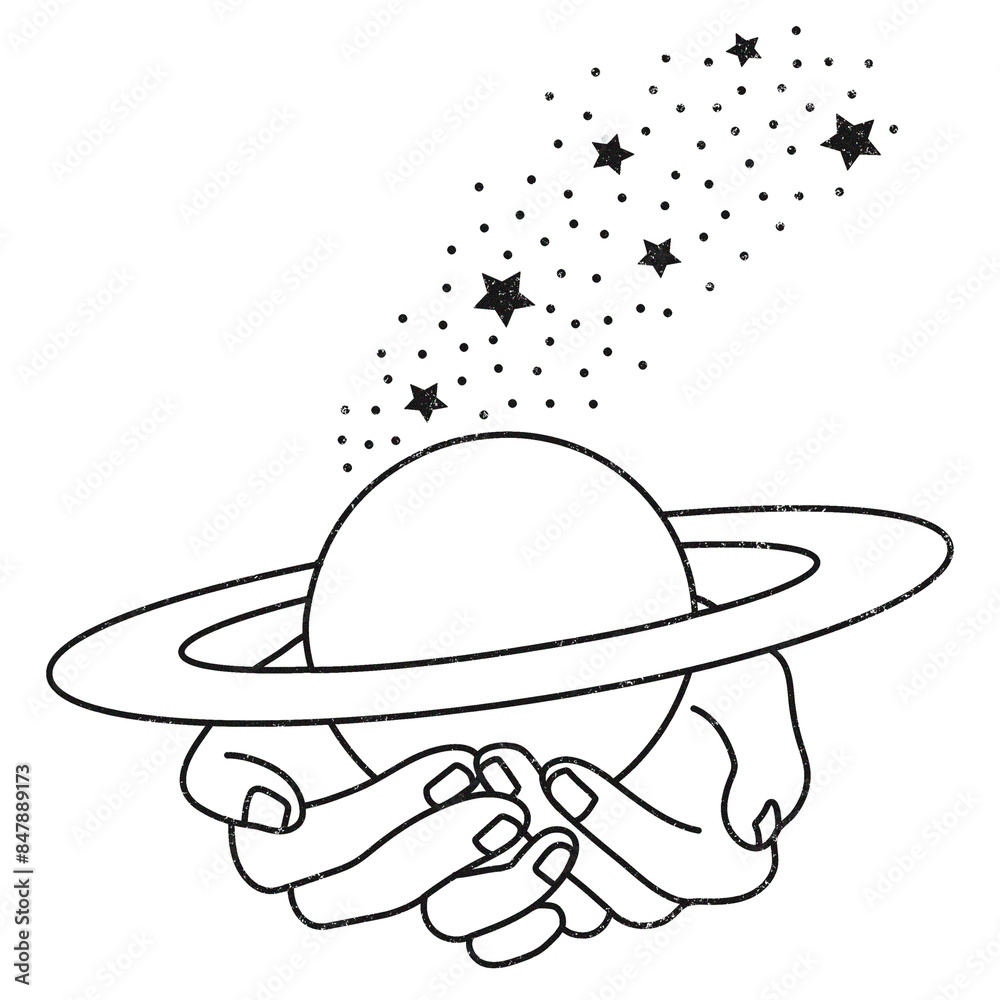 Canvas Prints spiritual hands png sticker, celestial doodle, transparent background