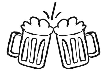 Cheering beer png glasses sticker, alcoholic drinks doodle, transparent background