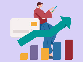 Internet financial management investment flat vector concept operation hand drawn illustration
