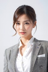 グレーのスーツを着た仕事のできる優秀な女性