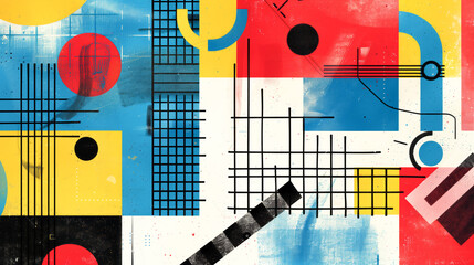 A poster for a music festival, incorporating Bauhaus-inspired elements