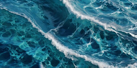 blue water waves pure natural swirl pattern texture Top view.