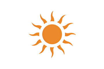 Illustration of a sun with vibrant orange rays on a transparent background. representing warmth and energy in a minimalist design.