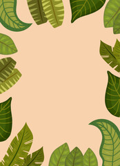 Fototapeta premium Modern summer background frame with tropical leaves. Summer banner for website, advertising, online shopping promotion. Vector design template.