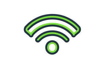 Modern, vibrant icon representing wireless internet connectivity with green and blue color scheme. Ideal for tech and communication themes.