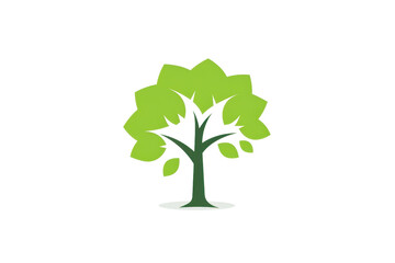 Simple illustration of a tree with green leaves and brown trunk, isolated on a transparent background, representing nature and growth.