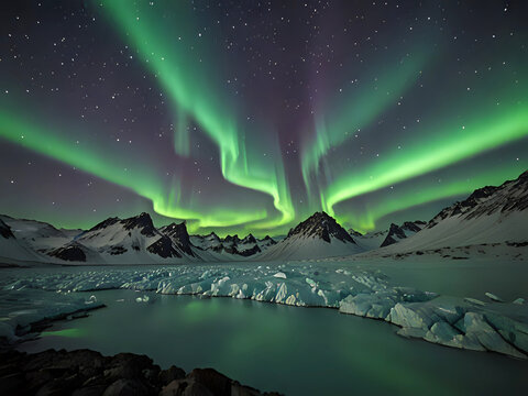 Nordlichter &uuml;ber dem Eissee