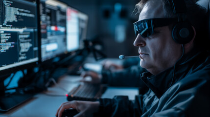 blind programmer working on laptop