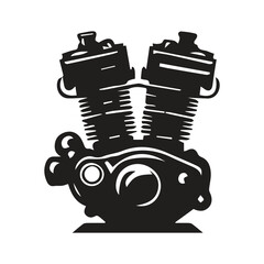 Motorcycle engine illustration on white background. element for poster, emblem, sign, badge. illustration,