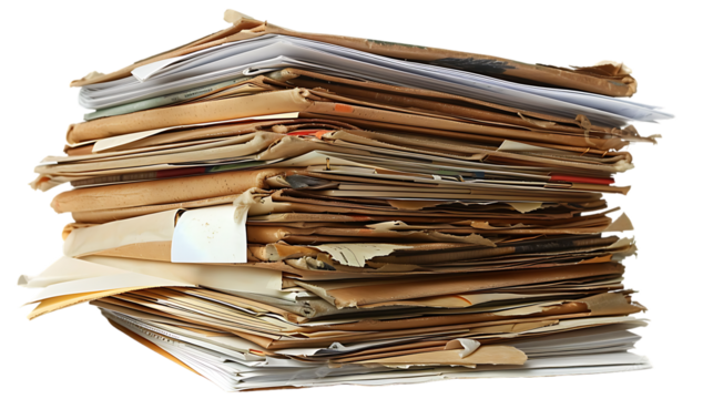 Stack of Documents isolated on transparent background