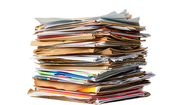 Stack of Documents isolated on transparent background