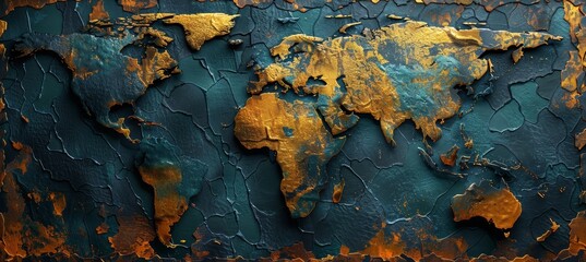 Obraz premium Africa Patterned Map with Gold Details on Dark Background