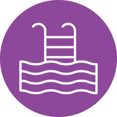 Swimming pool line circle icon