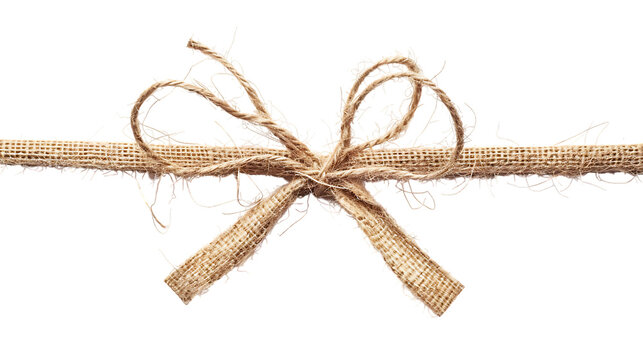 string or twine tied in a bow isolated on transparent background