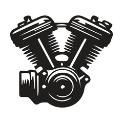 Motorcycle engine illustration on white background. element for poster, emblem, sign, badge. illustration,